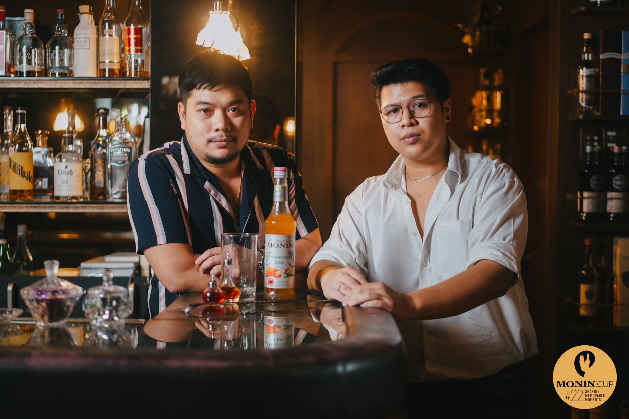Photograph courtesy of Monin
Bar topnotchers Ralph Allen Santos (left), mentor and Dean of The Spirit Library, with Mark Defensor (right), Bartender of The Spirits Library, Benilde Hospitality Management alumnus, and Monin Cup 2022 champion.