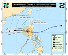 “Karding” now in coastal waters off Zambales; out of PAR on 27 September