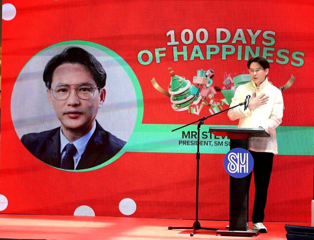 SM Supermalls President Steven Tan giving his welcome remarks during the launch of 100 Days of Happiness. (Photo courtesy of SM Supermalls)