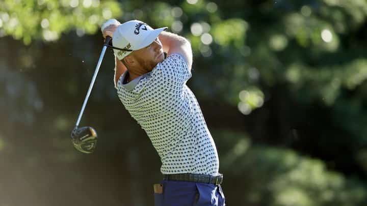 ANDY LYONS/AGENCE FRANCE-PRESSE
Talor Gooch tees off on the 18th hole during Day Two of the LIV Golf Invitational — Boston at The Oaks golf course in Bolton, Massachusetts Saturday.