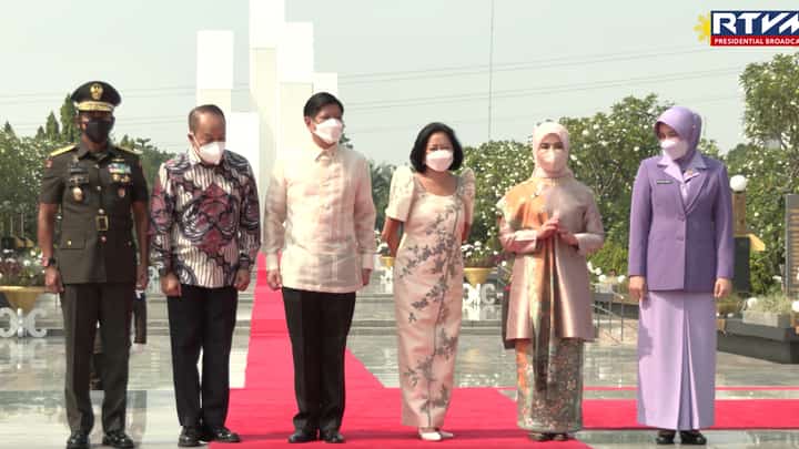 President Bongbong Marcos and First Lady Liza Marcos attend the wreath-laying ceremony at the Kalibata National Heroes Memorial Park in Jakarta, Indonesia.