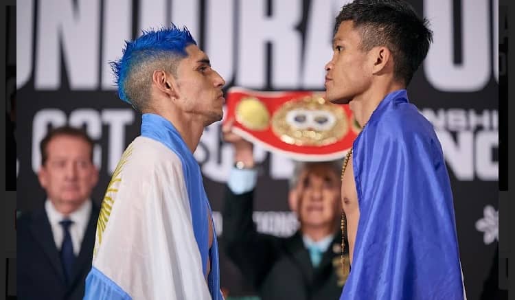 Fernando Martínez and Jerwin Ancajas at the weigh-in. Photo by Showtime