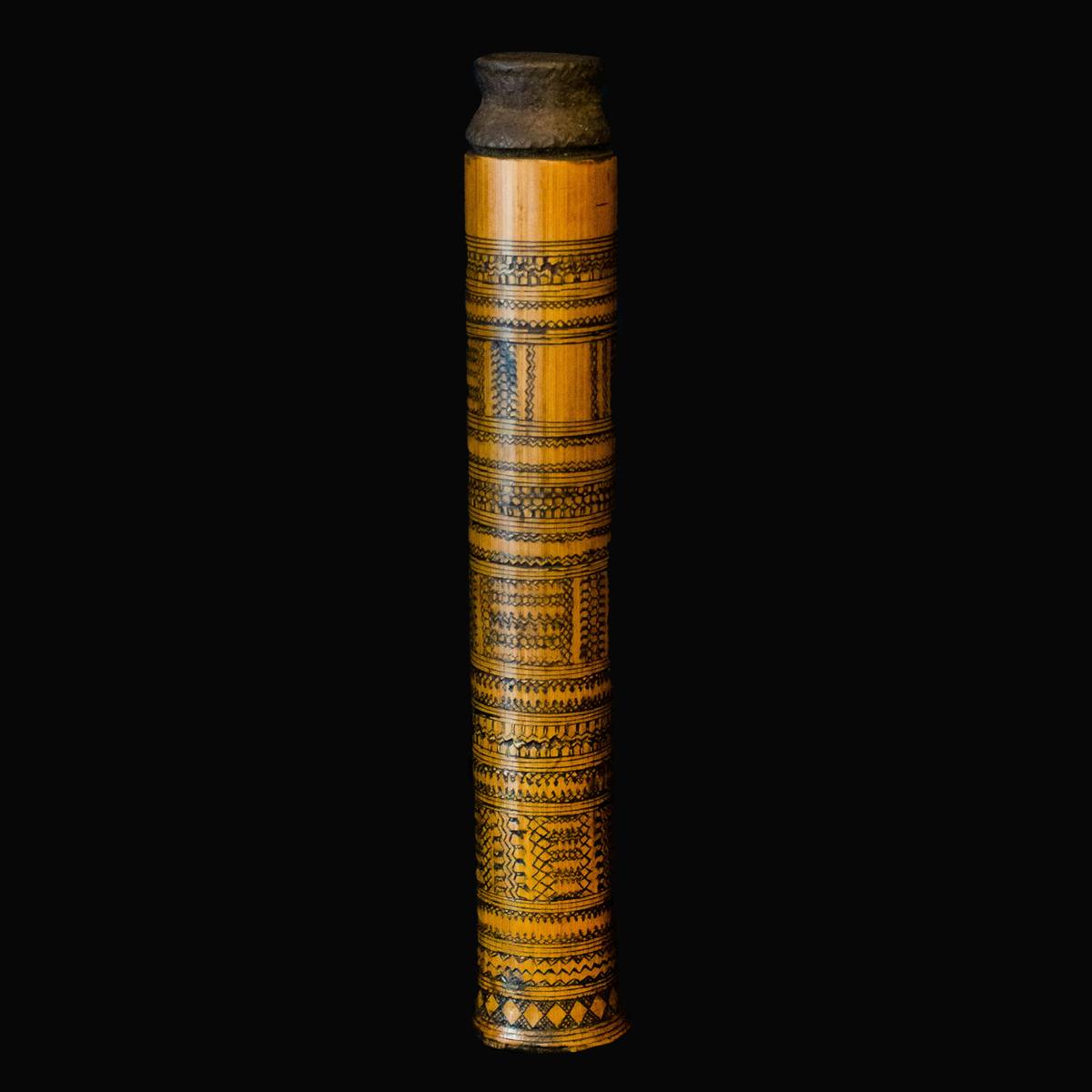 PHOTOGRAPHS COURTESY OF CCP<br />Luyong (17 by 2.5 cm), Gaddang lime container made of bamboo from Mountain province.