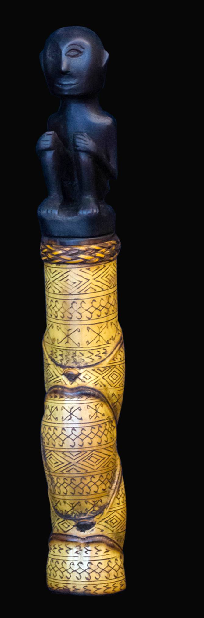 Pepe Ngayawan's Ifugao lime container (20.5 by 3.5 cm) made of rattan, bamboo, and wood from Banaue.