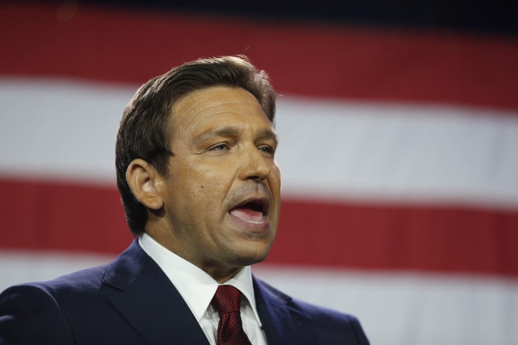Florida Gov. Ron DeSantis gives a victory speech after defeating Democratic gubernatorial candidate Rep. Charlie Crist during his election night watch party at the Tampa Convention Center on November 8, 2022 in Tampa, Florida. DeSantis was the projected winner by a double-digit lead. Photo by Octavio Jones / GETTY IMAGES NORTH AMERICA / Getty Images via AFP