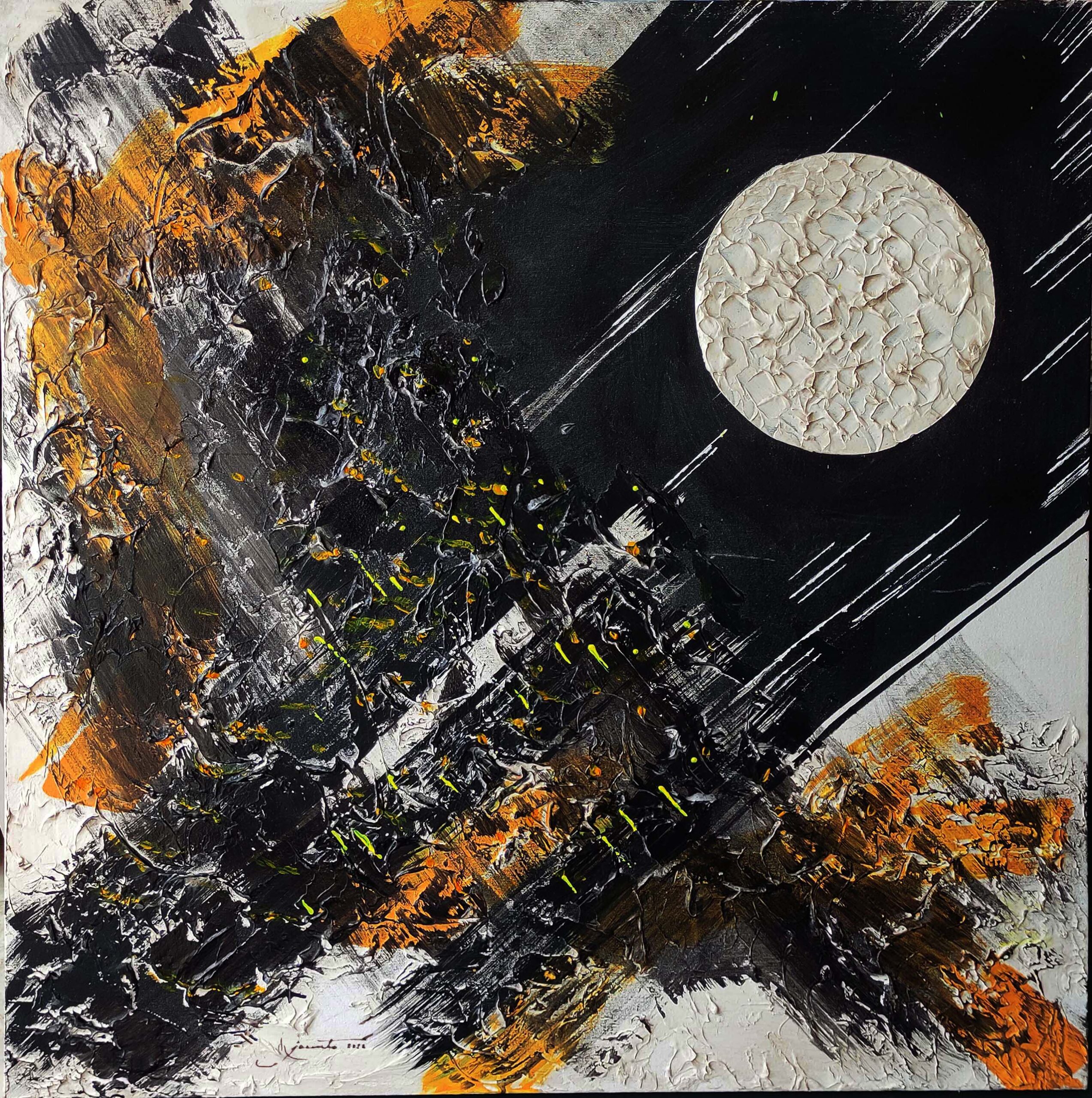 '11 Caught Between the Moon and New York City,' acrylic, 40.1 in. x 40 in.