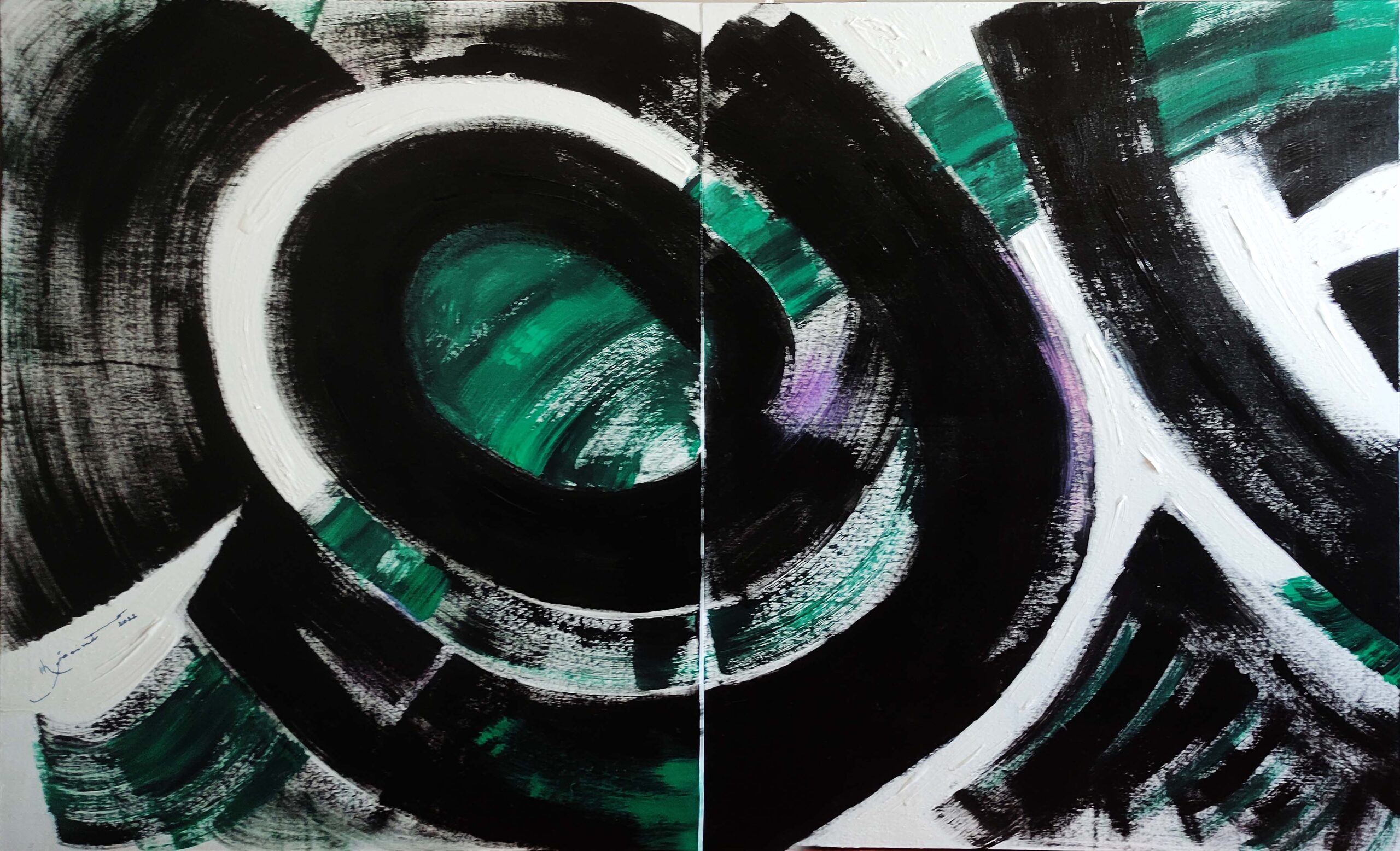 'Go Slow and Go with the Flow,' diptych, acrylic, 48 in. x 72 in.