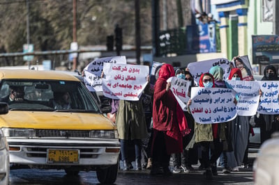 Afghan women protest on eve of UN day against violence