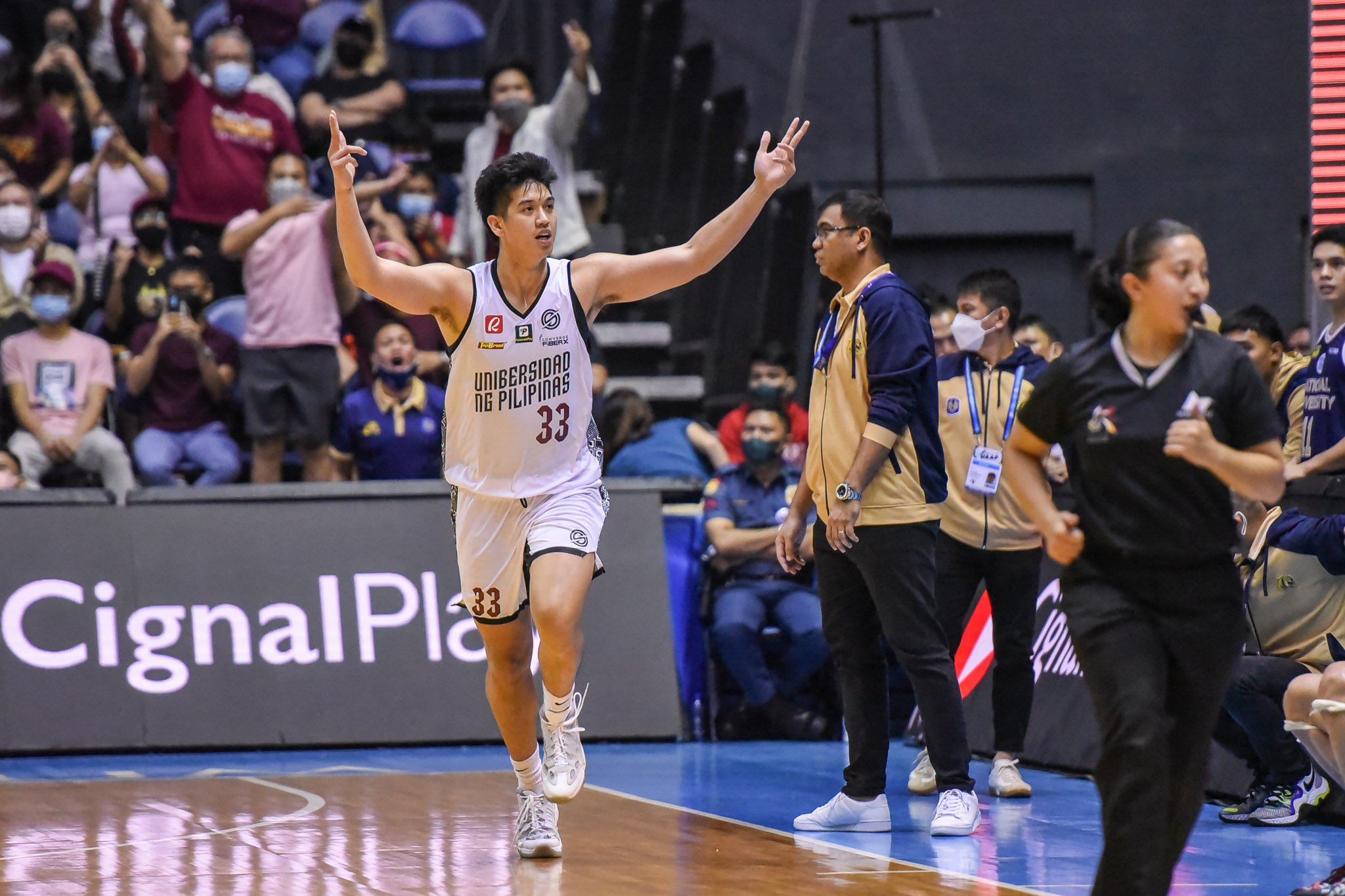 PHOTOGRAPH COURTESY OF UAAP
Carl Tamayo and the UP Fighting Maroons shoot for their fifth straight victory when they face Adamson in Season 85 UAAP men’s basketball tournament.