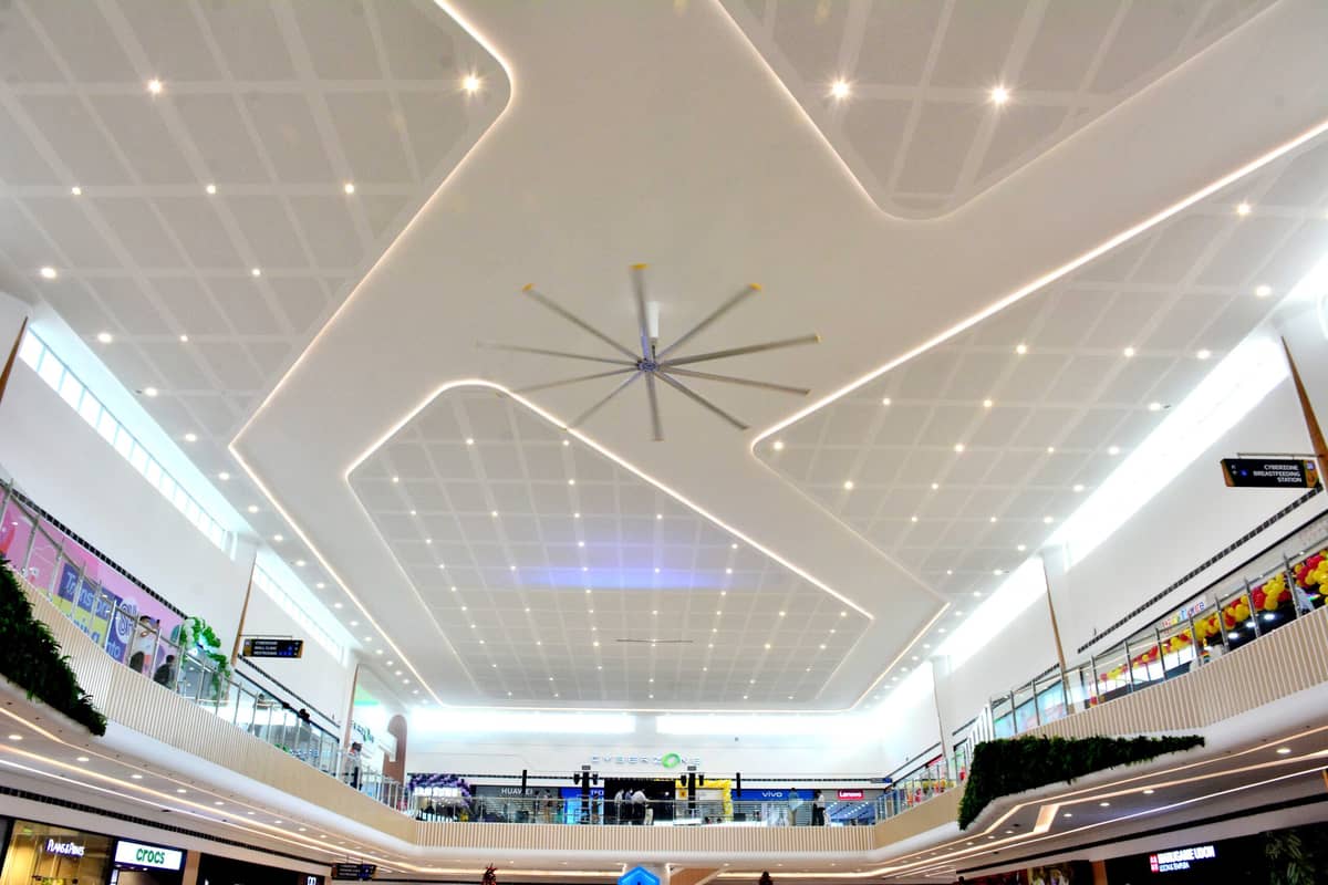 CEILING is accented with curvilinear cove lights depicting the ripples of the sea.