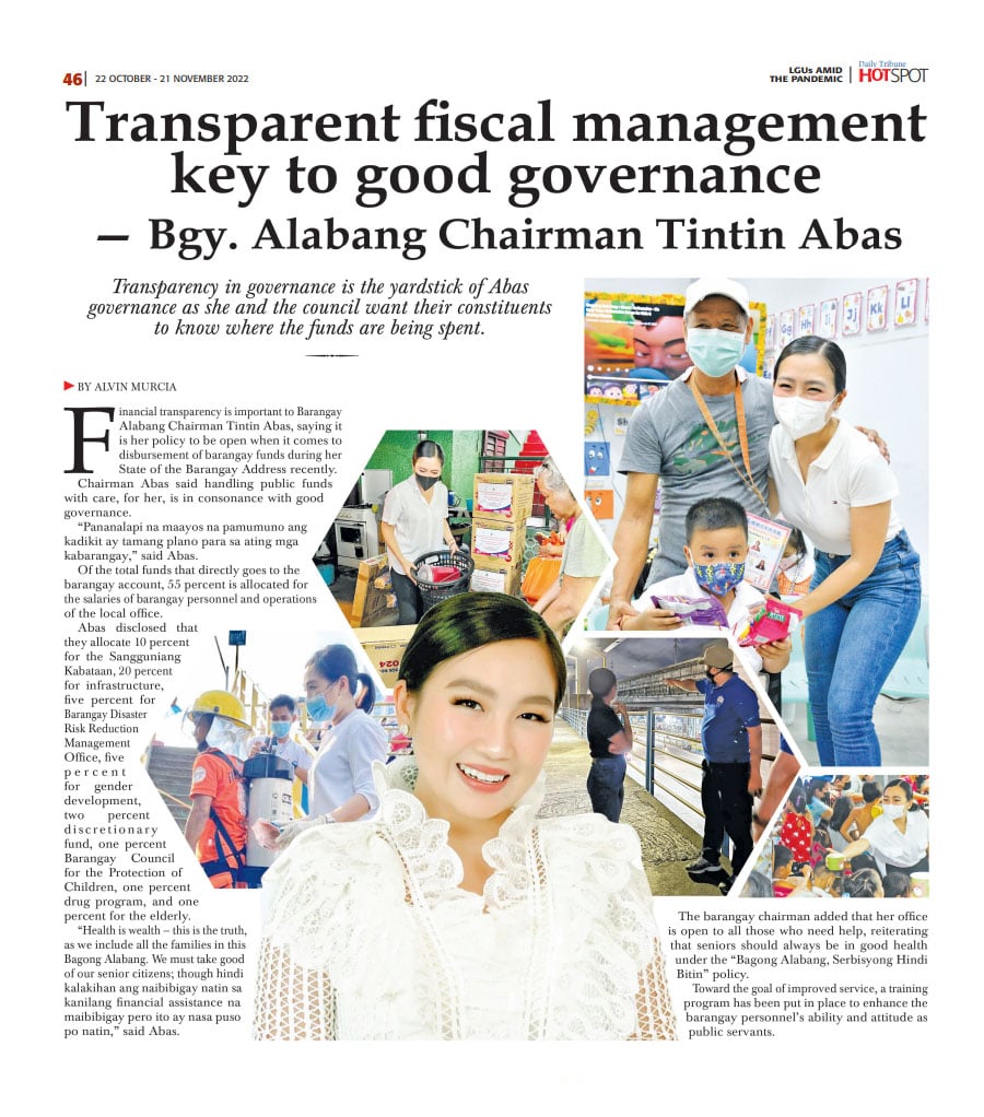 Transparent fiscal management key to good governance