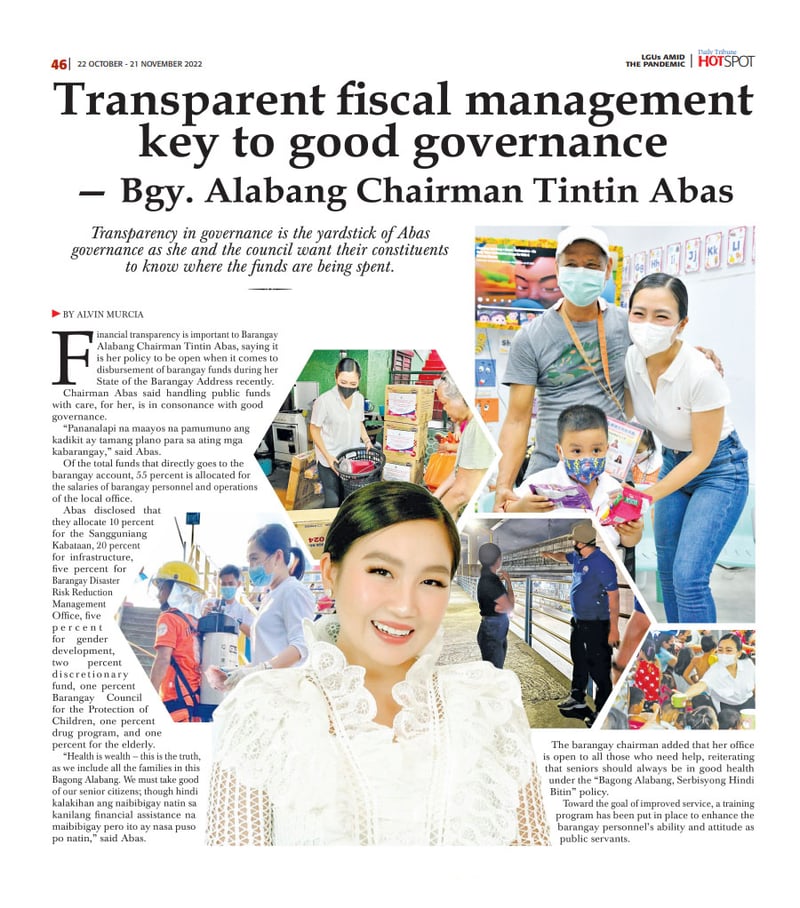Transparent fiscal management key to good governance