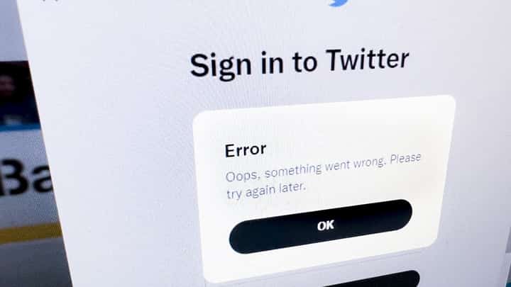 An error notification is seen on the Twitter login page in Washington, DC. Photo by Samuel CORUM / AFP