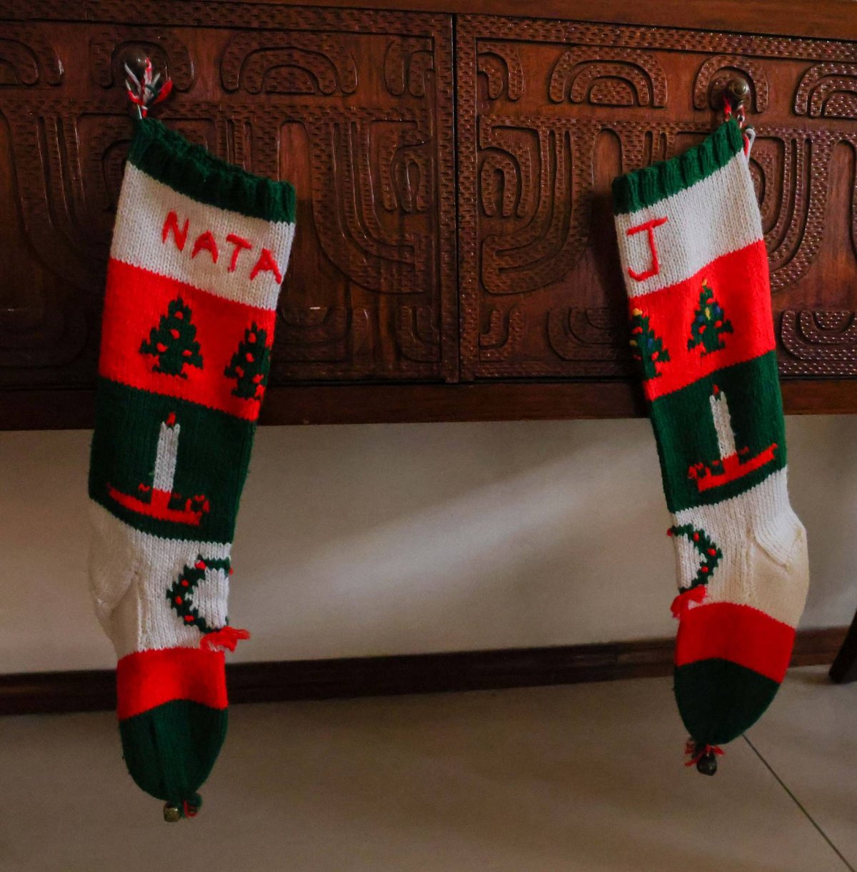 Natalia's and RRJ's stockings intended for Sta. Claus evoke Christmases past of the Jacintos "when the kids were this small."