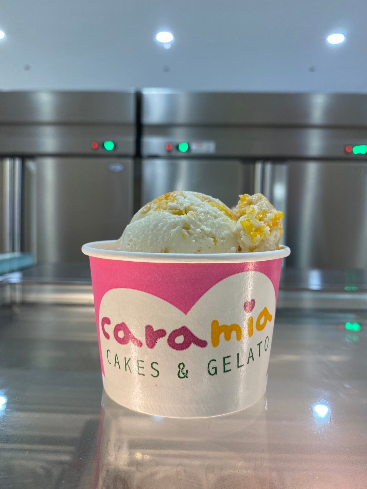 CARAMIA'S Mango<br />Cream Pie gelato.
