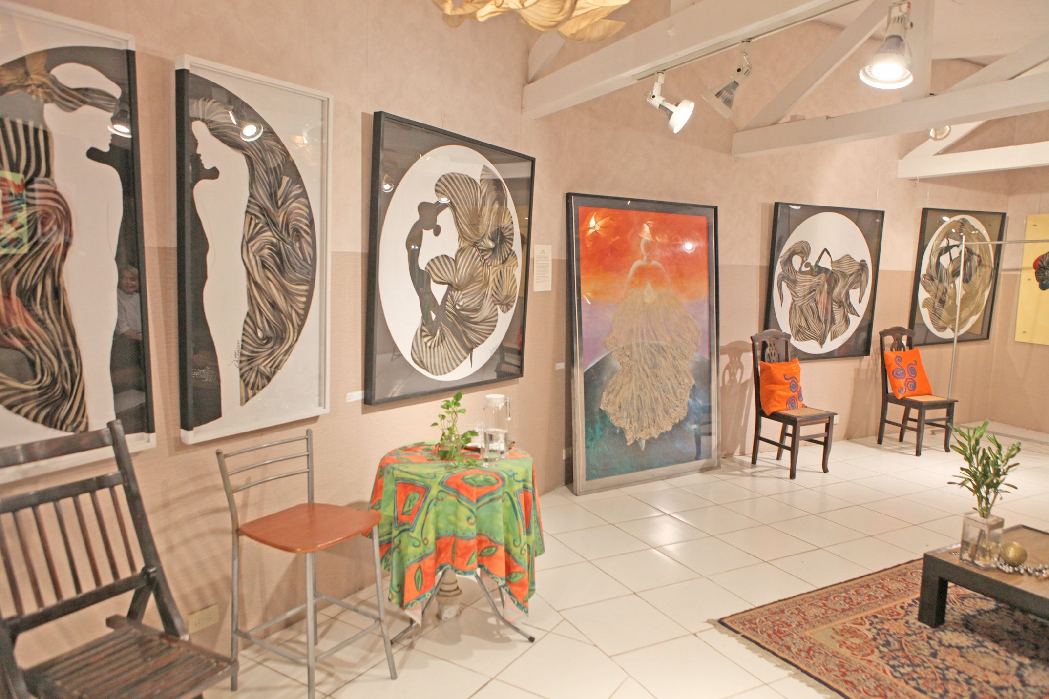DITTA'S banaca tapestries are on display in her garden gallery.