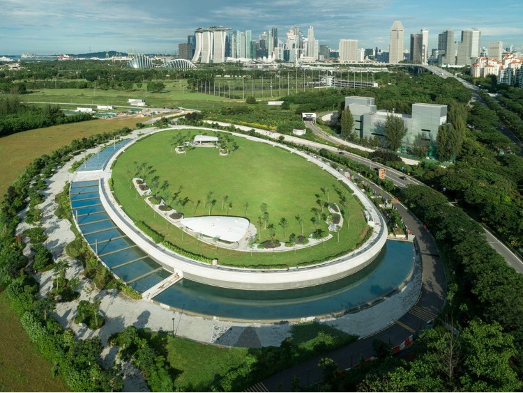 The Keppel Marina East Desalination Plant in Singapore has become a famous landmark that the general public can enjoy. With an innovative design locating the water treatment facility underground, it offers a lush green rooftop for community recreation. (Photo courtesy of AIC)