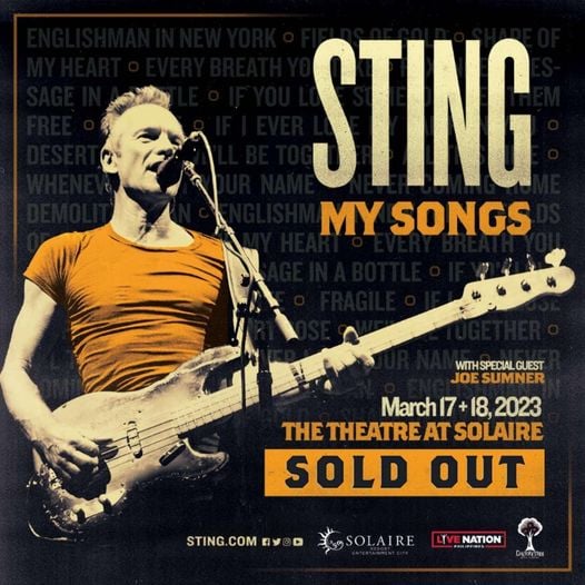 Photograph COURTESY of live nation<br />Sting brings his 'My Songs' tour to Manila on 17 and 18 March 2023.