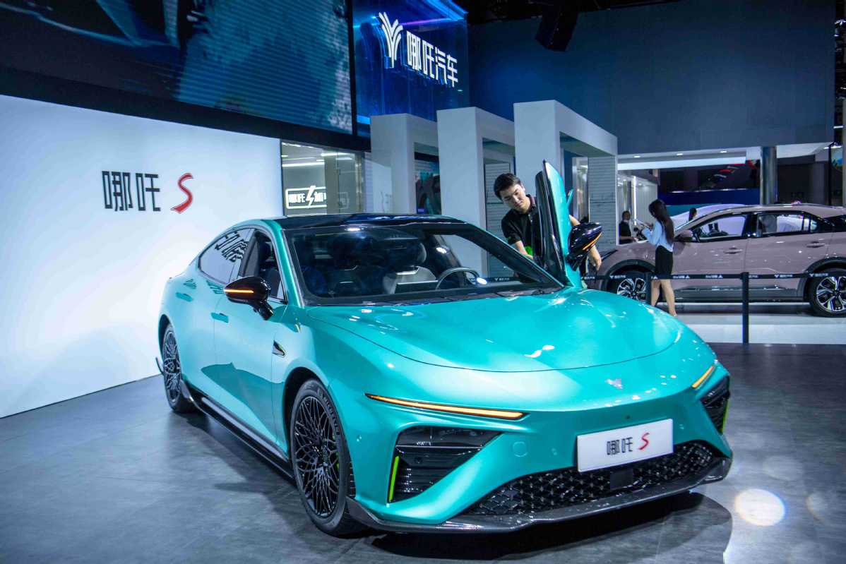 HOZON showcases the Neta S at the Chengdu auto show last August.