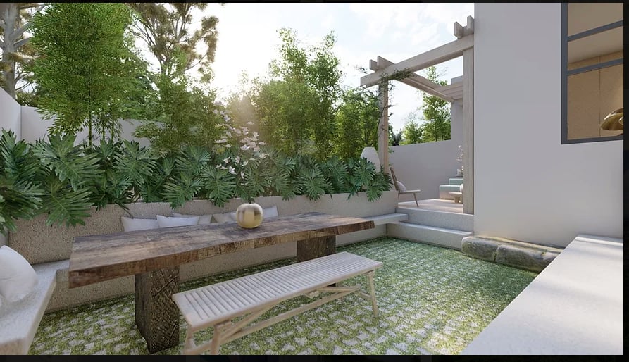 THE property's open-function area has a scenic view of lush mountains (above). Three-bedroom villa (left).