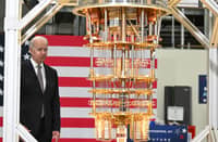 US President Joe Biden looks at a quantum computer as he tours the IBM facility in Poughkeepsie, New York. IBM’s CEO Arvind Krishna announced recently a $20-billion investment in quantum computing, semiconductor manufacturing and other high-tech areas in its New York state facilities. | MANDEL NGAN/Agence france-presse