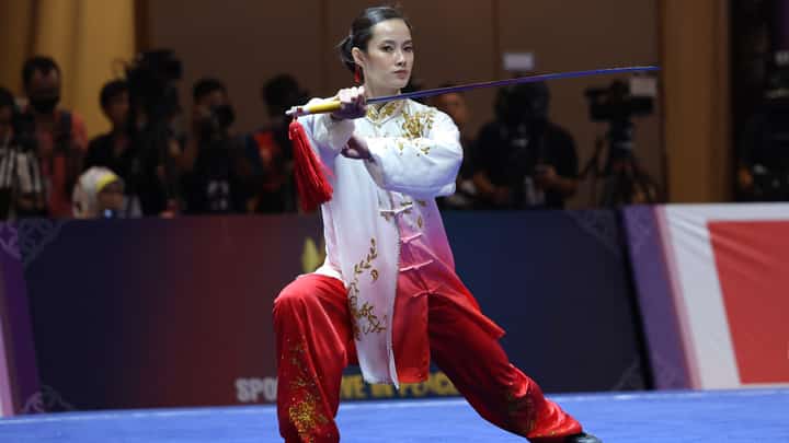 Photograph COURTESY OF SEAG POOL
AGATHA Wong displays grace under pressure in the taijiquan event of the wushu competition of the 32nd SEA Games.