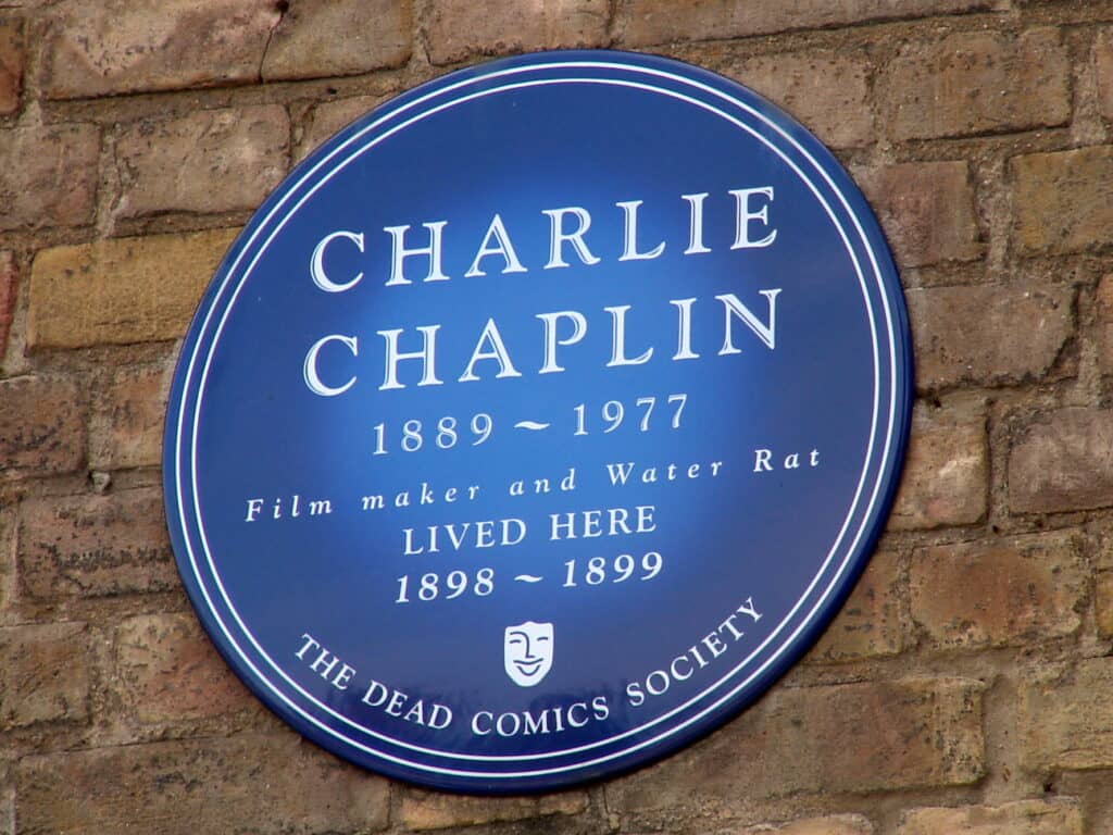 Charlie Chaplin Plaque<br />Photo by Simon Harriyott (CC BY 2.0)