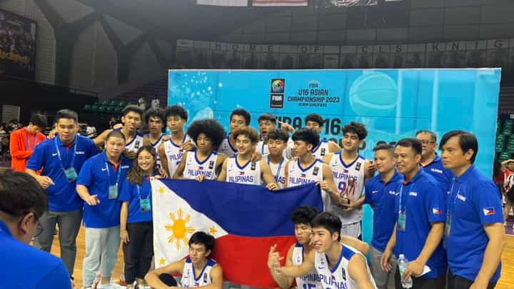 Members of the Batang Gilas Pilipinas celebrate their latest championship in the SEABA U16 Championship. (Photo from LIza Platon Alas' Facebook)