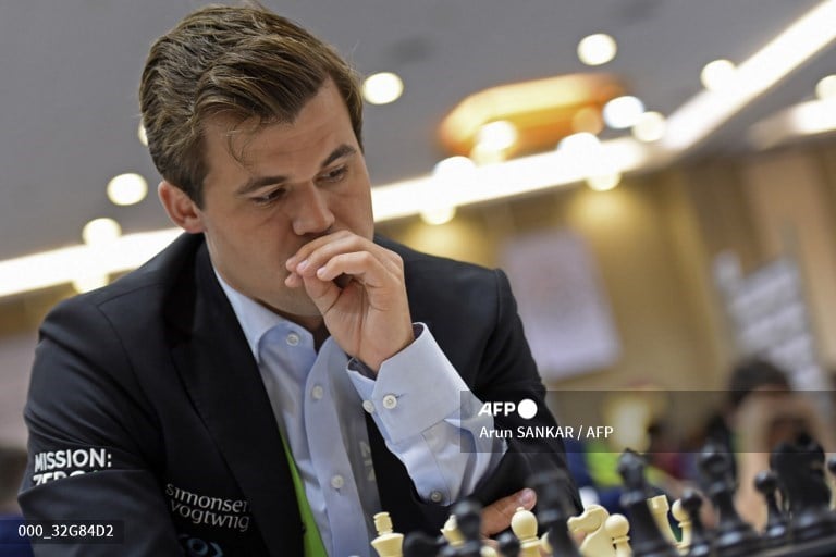 Magnus Carlsen (in file photo) displays his  vintage form. (Photo by Arun SANKAR / AFP)