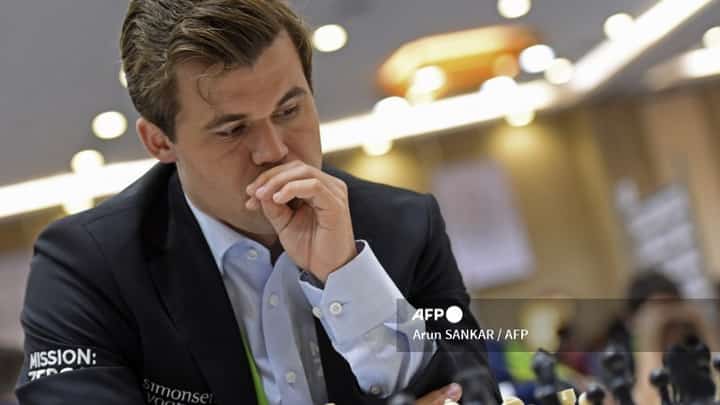 Magnus Carlsen (in file photo) displays his vintage form. (Photo by Arun SANKAR / AFP)
