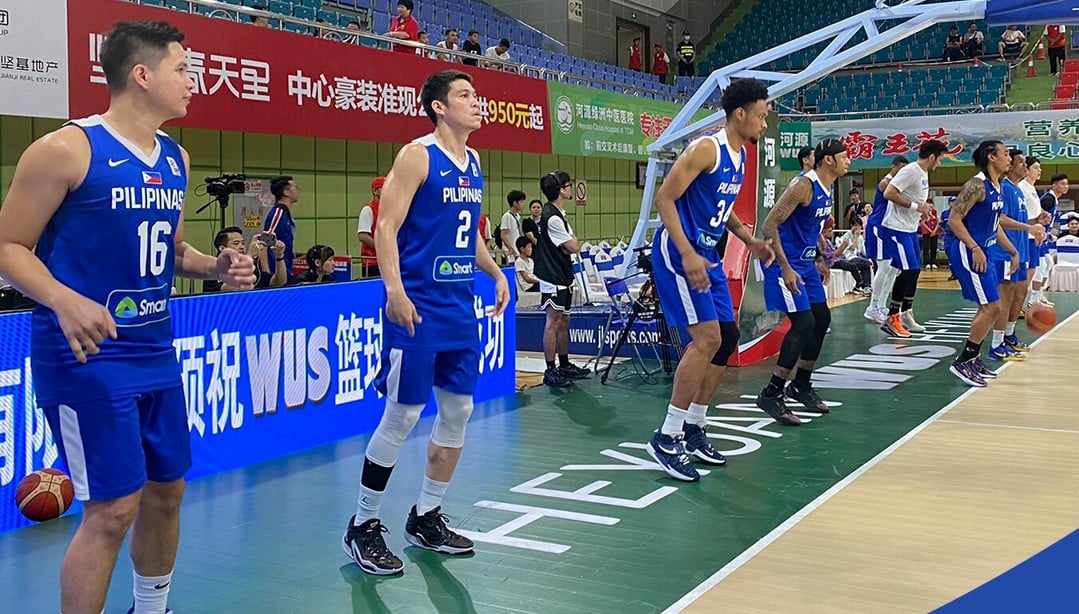 Gilas Pilipinas warming up before its game against Iran Team B. (Photo from SBP)
