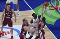 Dennis Schroder and Germany soar past Latvia, 81-79, in their FIBA World Cup quarterfinal game Wednesday. Photo by JAM STA ROSA / AFP