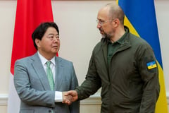 Japan FM in Kyiv for reconstruction talks