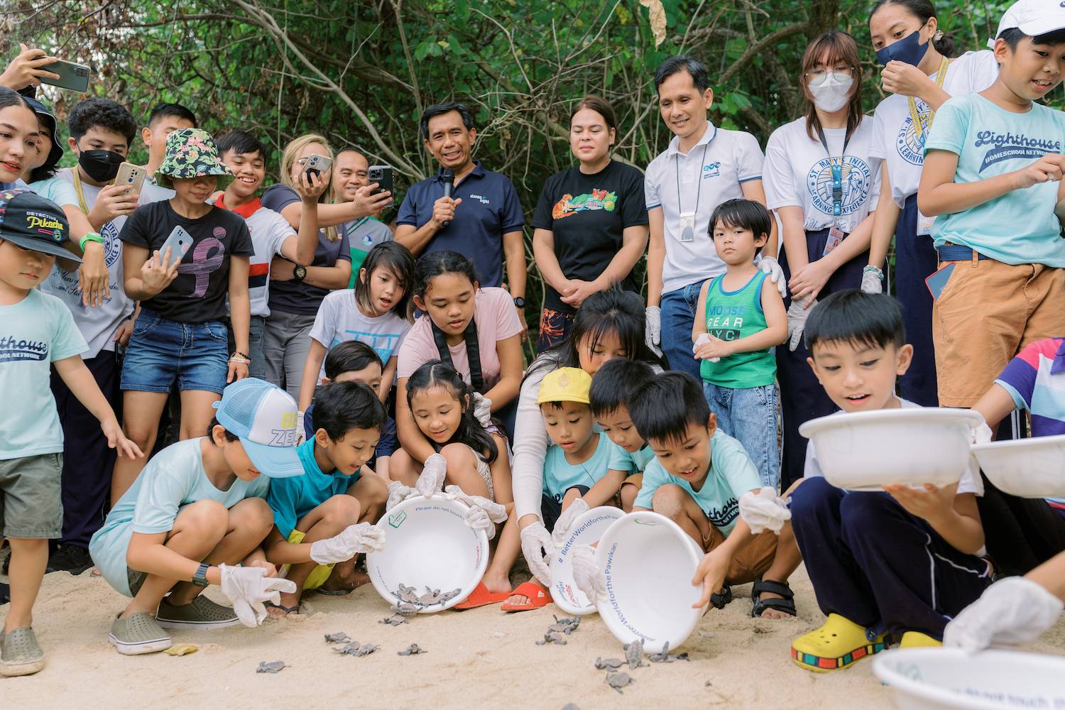 VP Duterte and partners release turtle hatchlings  at Cleanergy Park