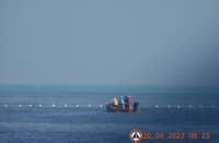 China's 300-m floating barrier on Scarborough Shoal prevents Philippine fishing boats from entering the shoal, denying them their livelihood as well as depriving the country of a valuable food source. (Photo courtesy of the Philippine Coast Guard)
