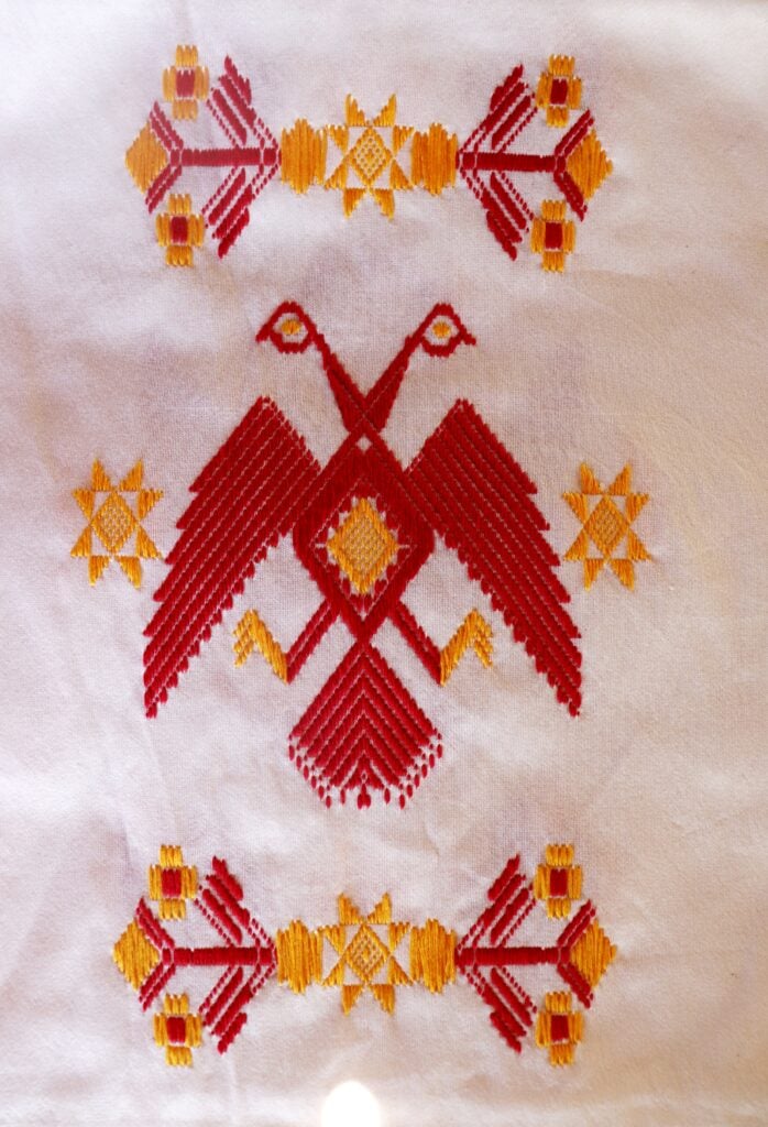 The gikgik or two-headed bird design of pinilian textile by the weavers of Nagbacalan, Paoay, Ilocos Norte.