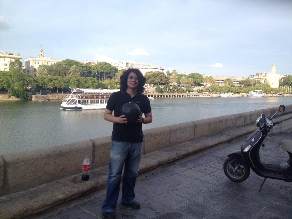 Student Adrik's first day in Seville, Spain in 2014