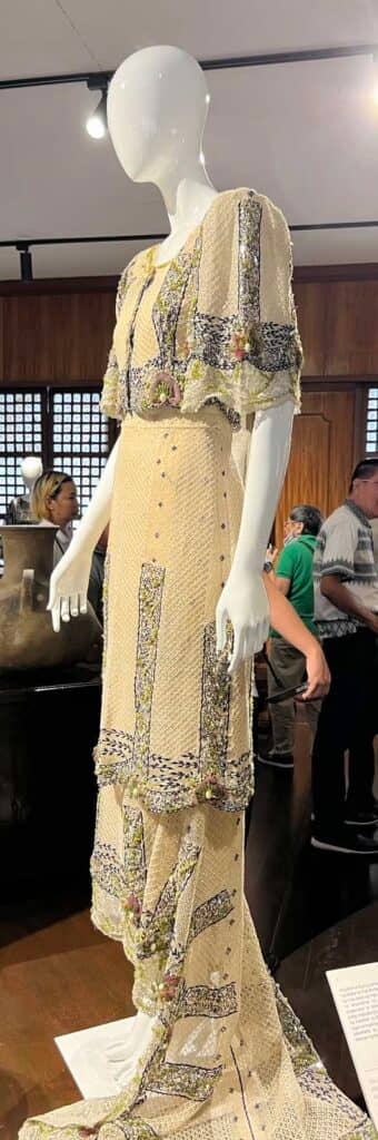 A baro't saya made of fine abaca fabric with calado embroidery.