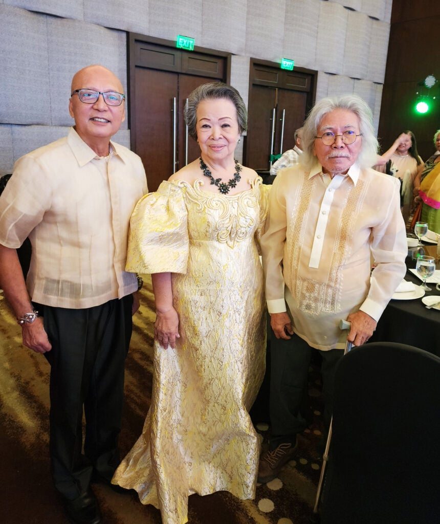 Arts council of Cebu Foundation president Vivina Chiu with awardees Nicolas Romo Pacaña and Jose Kimsoy Caras Yap Jr.