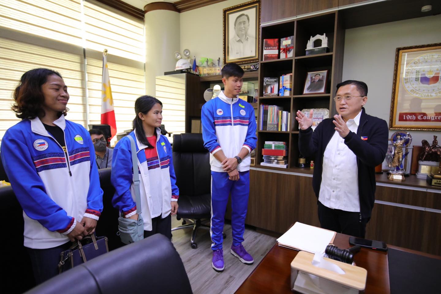Asian Games medalists visit Senate as Bong Go personally congratulates them