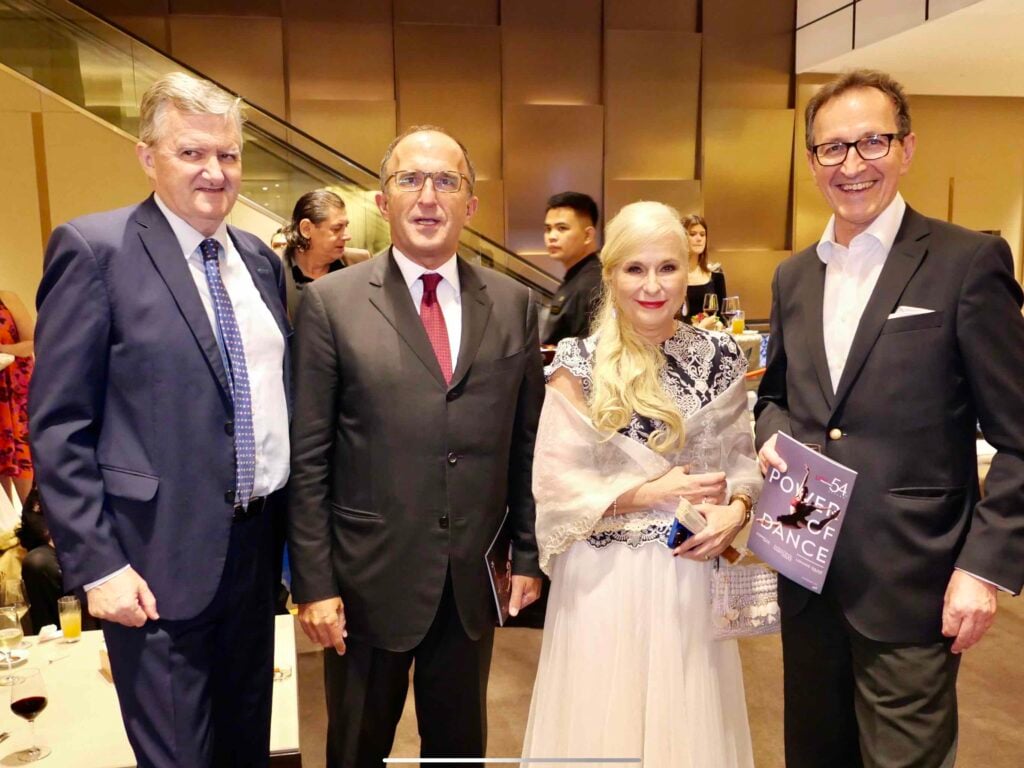 IRISH Ambassador William Carlos, Italian Ambassador Marco Clemente, Austrian Ambassador Johann Brieger (fourth from left) and wife Roswitha.