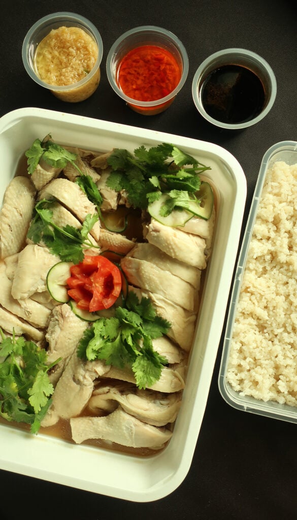 Hainanese chicken.