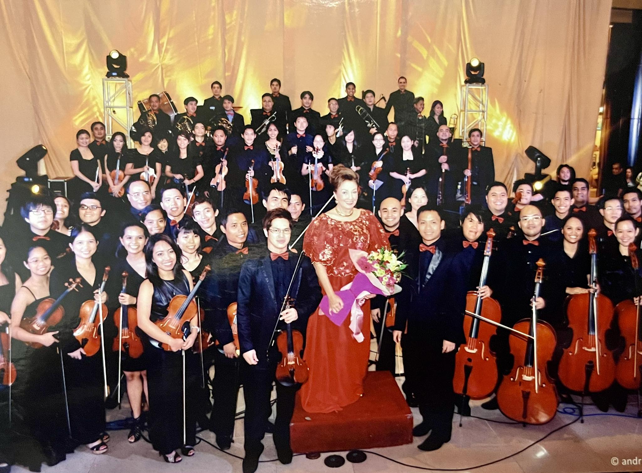 Ingrid with youthful Cebu Combined Orchestras, products of the Sala Foundation's '10 Year Orchestra and Music Development Program' which she chaired.