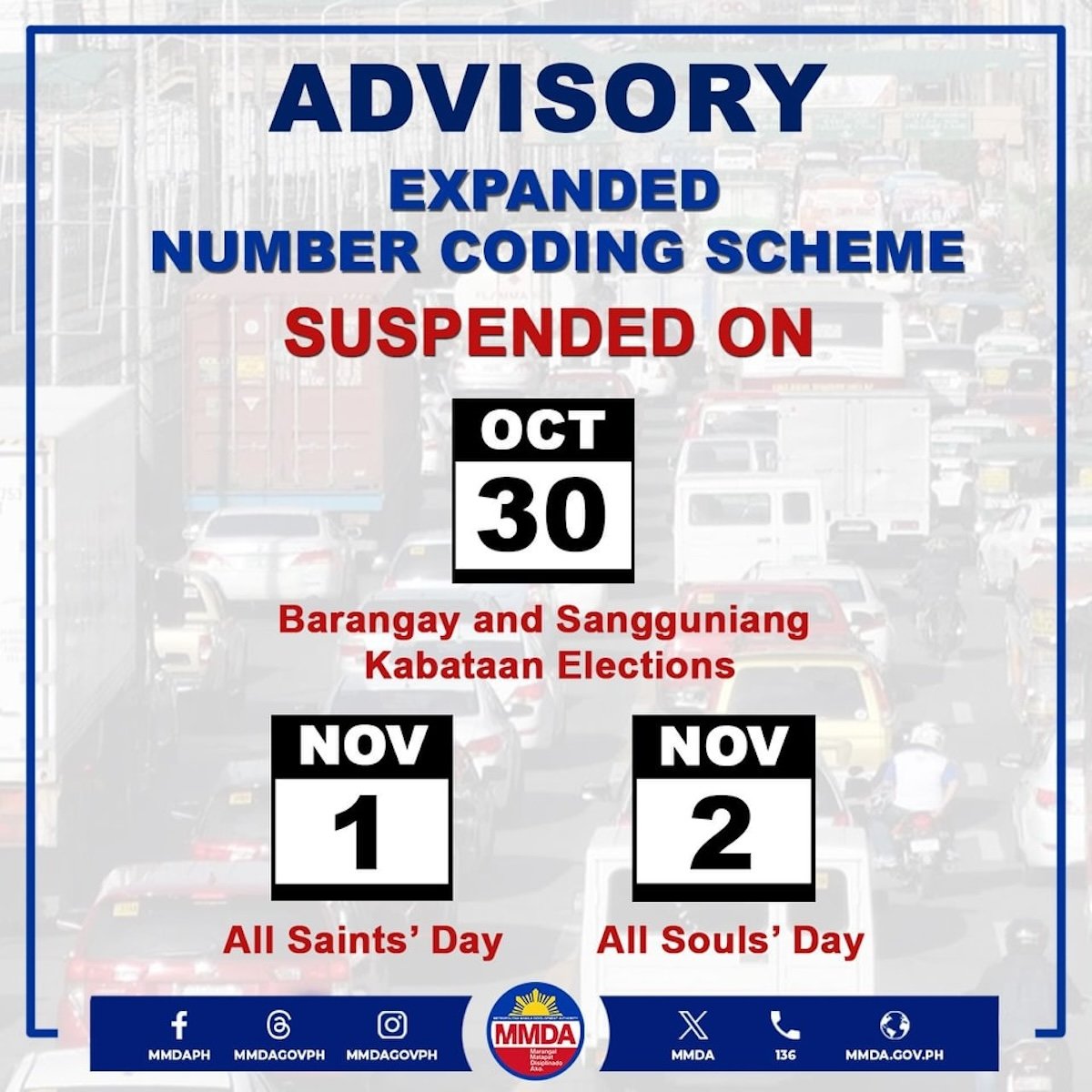 No number coding next week