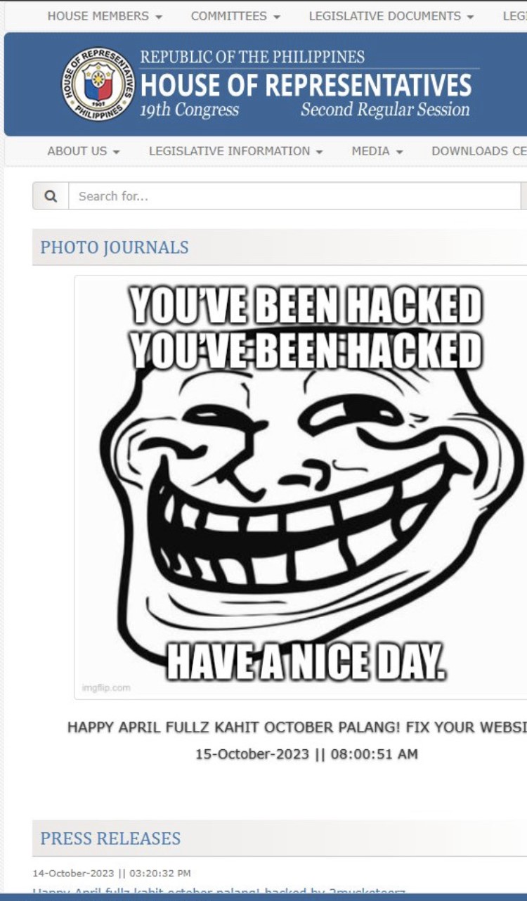 Cyberhackers breach House of Representatives’ website