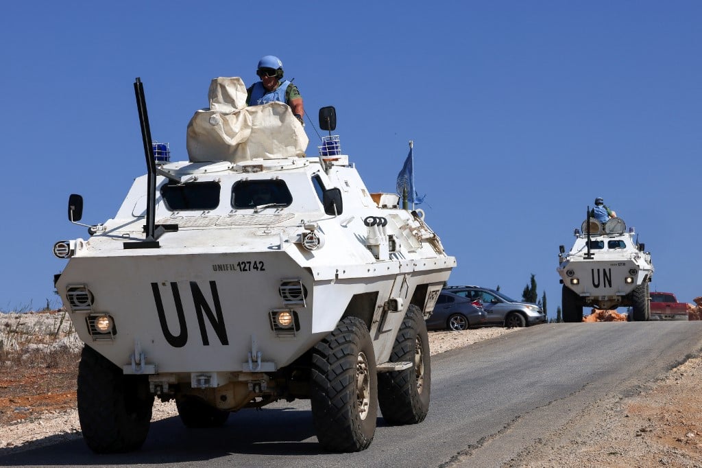 Peacekeepers from the United Nations Interim Force in Lebanon (UNIFIL). Photo by Joseph EID / AFP