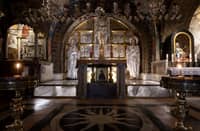 A picture shows the Church of the Holy Sepulchre in Jerusalem's Old City, on November 21, 2023. (Photo by Kenzo TRIBOUILLARD / AFP)