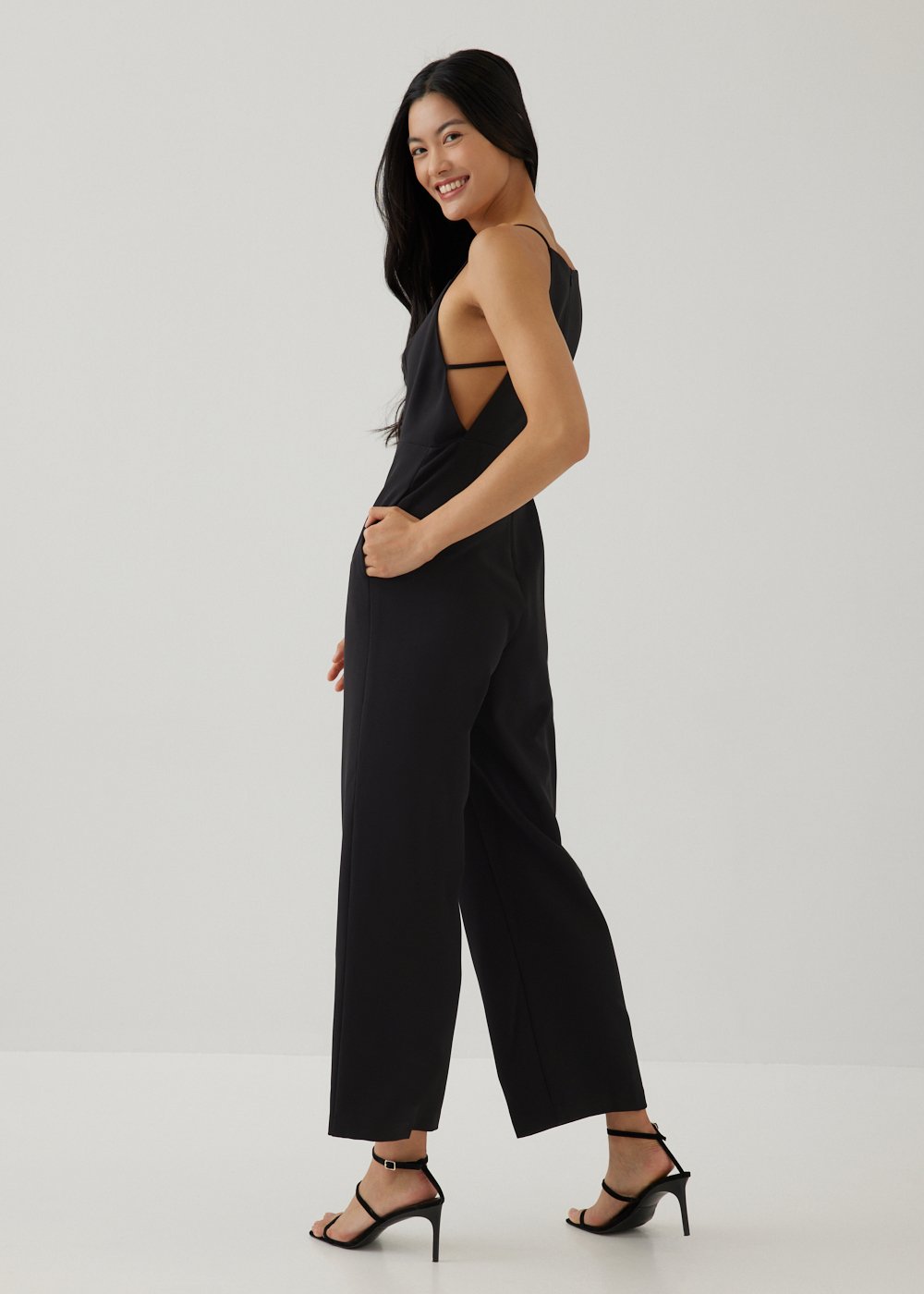 Joni padded straight leg jumpsuit in black.(PHOTOGRAPH COURTESY OF LOVE, BONITO)