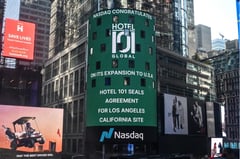 NASDAQ congratulates Hotel101 Global at NASDAQ Tower, Times Square NY