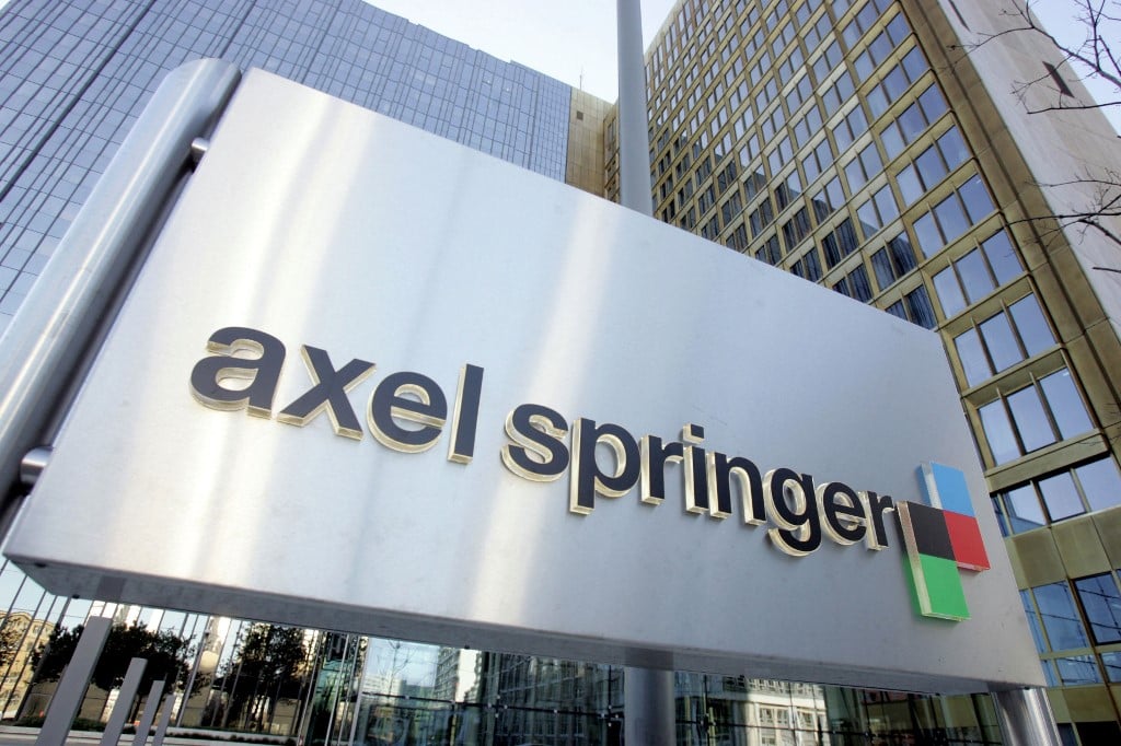 View of German newspaper publisher Axel Springer's Berlin headquarters. Photo by JOHN MACDOUGALL / AFP